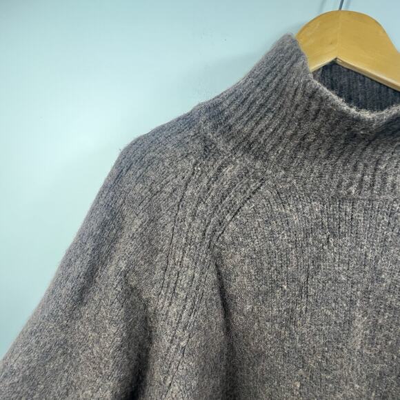 Banana Republic Women's Dark Brown Mock Neck Wool Sweater Sz XXL Kimono Sleeves - Picture 4 of 9